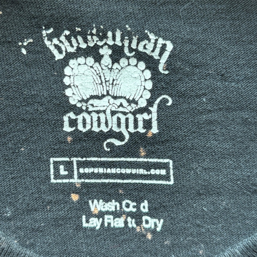 Bohemian Cowgirl Women's Halloween "BOO" Black Splatter Long Sleeve Tee Large - Picture 9 of 13